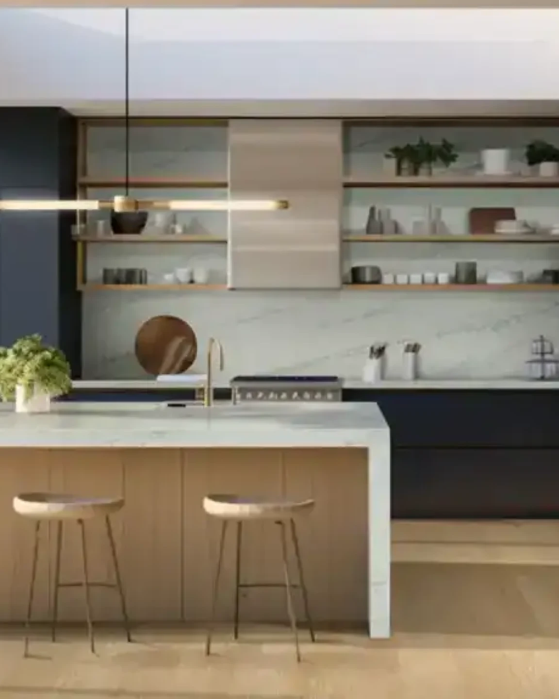 Premium engineered hardwood floor in remodeled kitchen